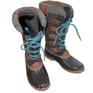 Esprit Duck Boots Blue Black Brown White size 6.5